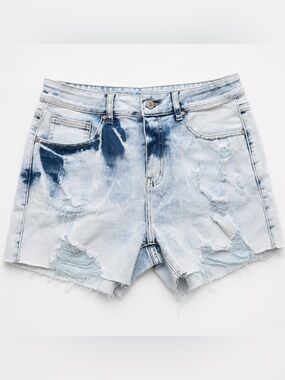 Light Wash Distressed Denim Shorts